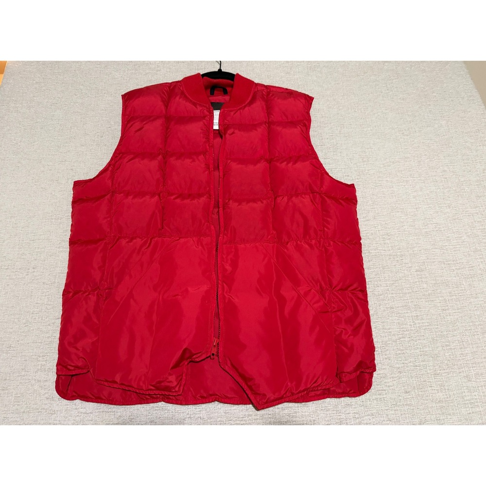 Eddie Bauer Puffer Vest Mens 44 Red Goose Down Quilted Vintage 0752